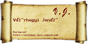 Várhegyi Jenő névjegykártya